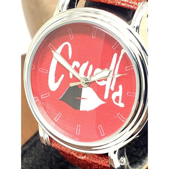 Disney Cruella Women's Watch WDS001023 Quartz Silver 38mm Red Leather Ba… - Picture 1 of 14